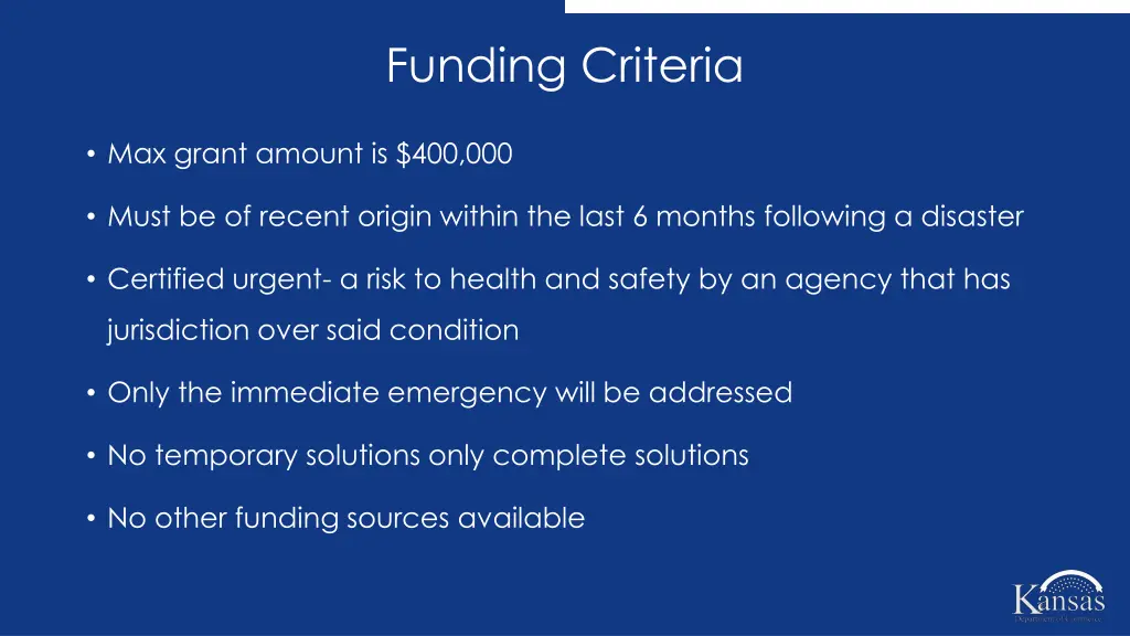 funding criteria