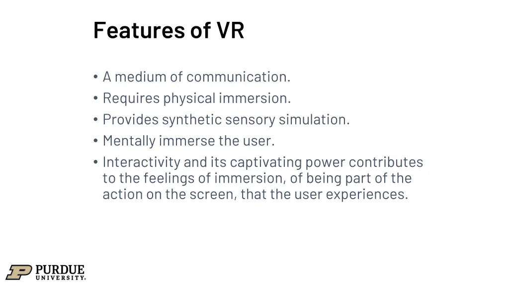 features of vr