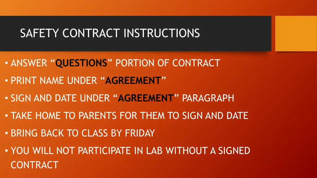 safety contract instructions