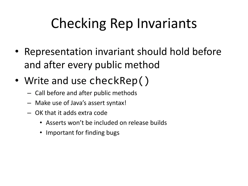 checking rep invariants