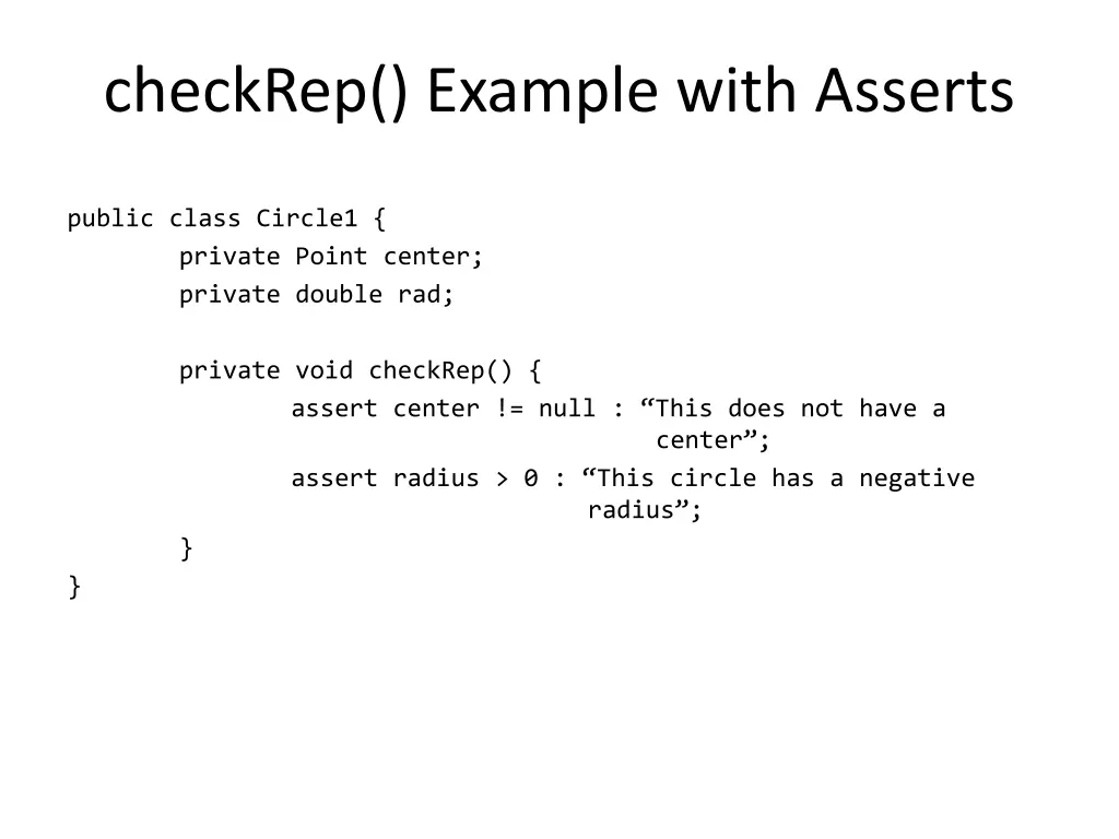 checkrep example with asserts