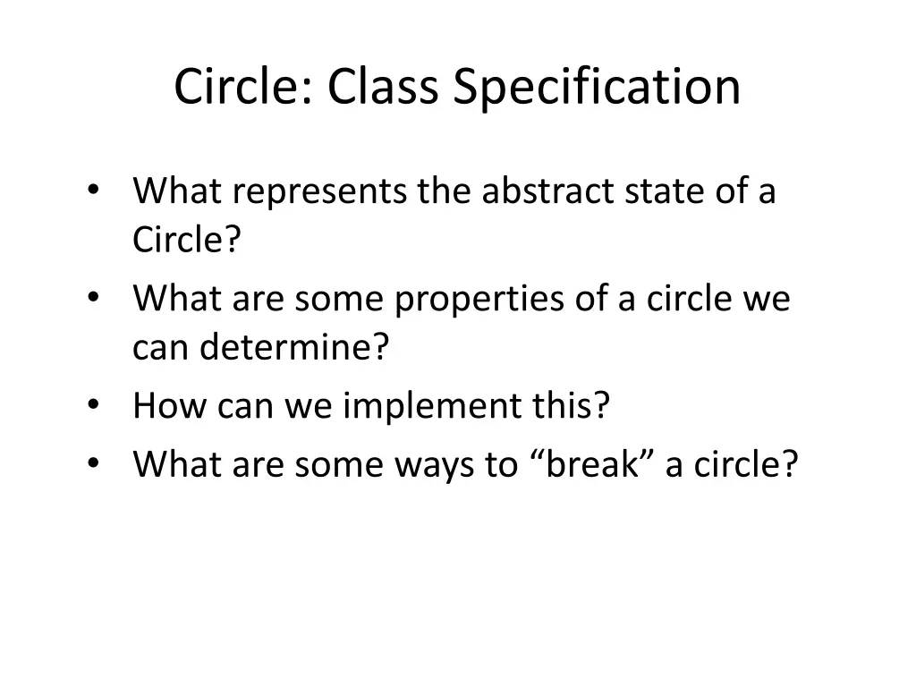 circle class specification