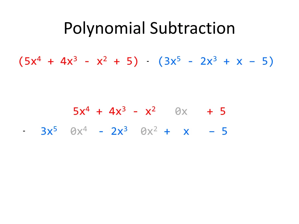 polynomial subtraction 1