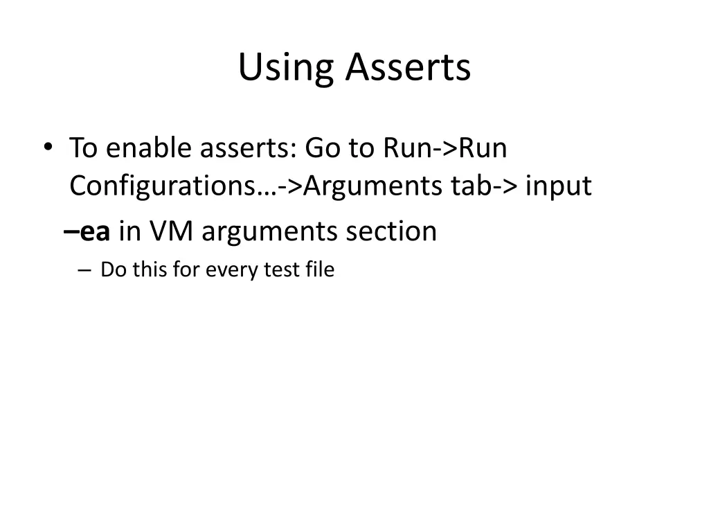 using asserts
