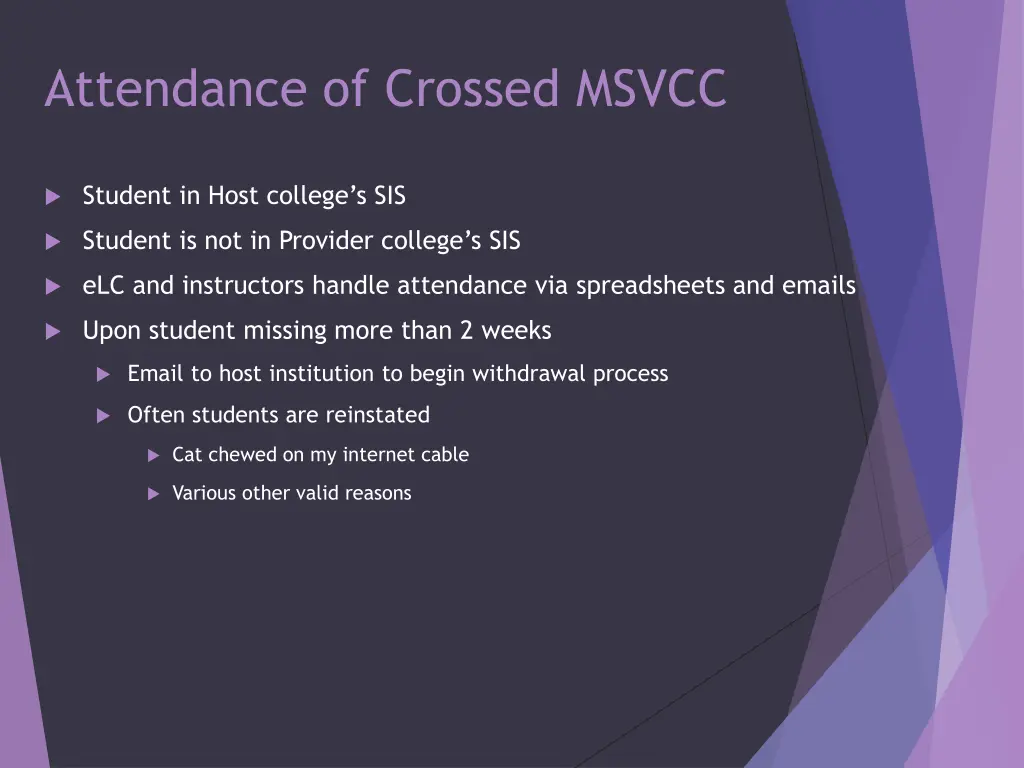 attendance of crossed msvcc