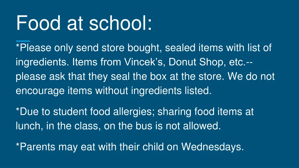 food at school