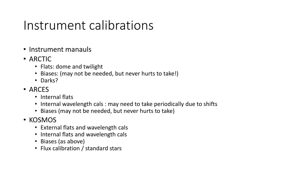 instrument calibrations