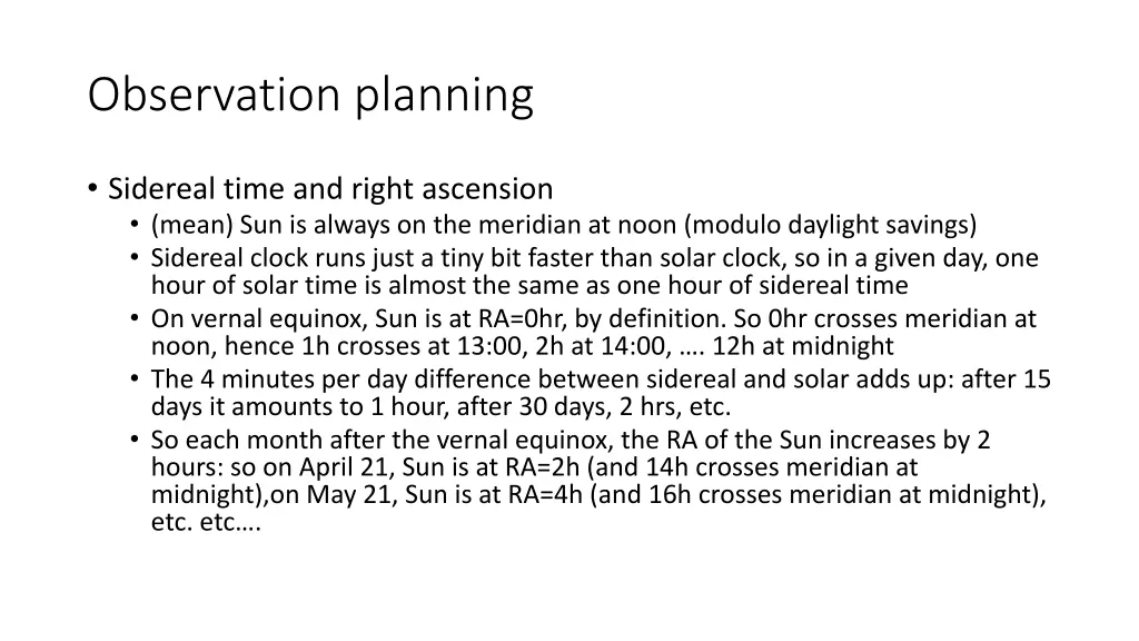observation planning