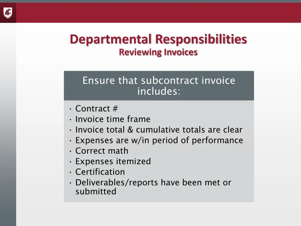 departmental responsibilities