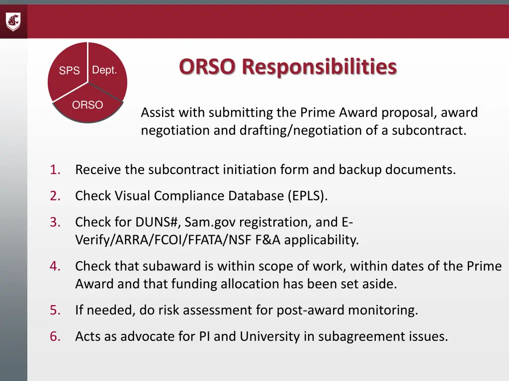 orso responsibilities