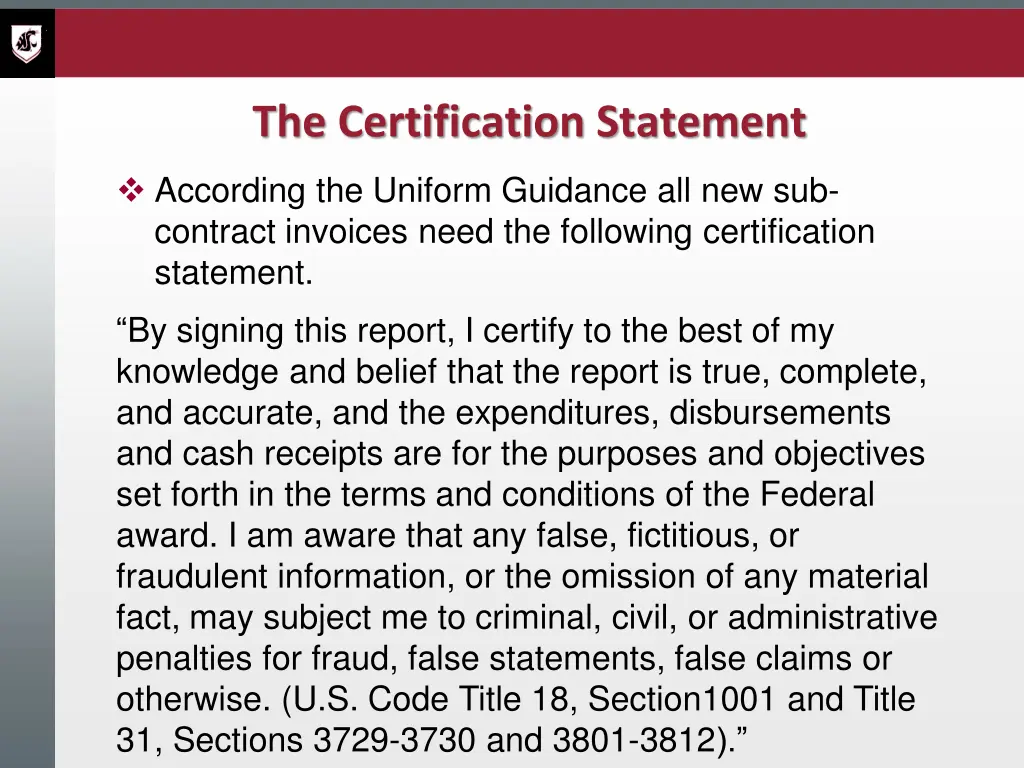 the certification statement