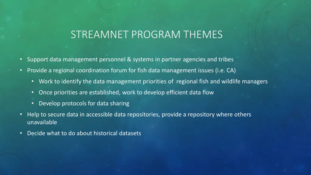 streamnet program themes