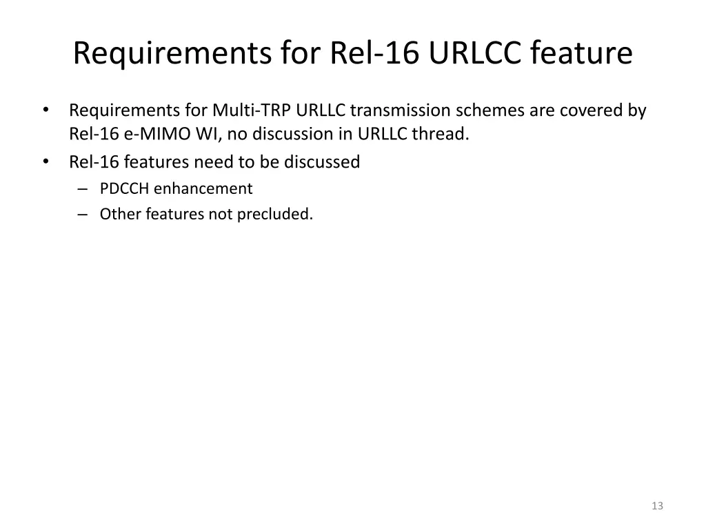 requirements for rel 16 urlcc feature