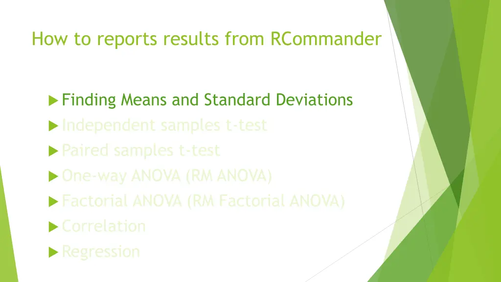 how to reports results from rcommander 1