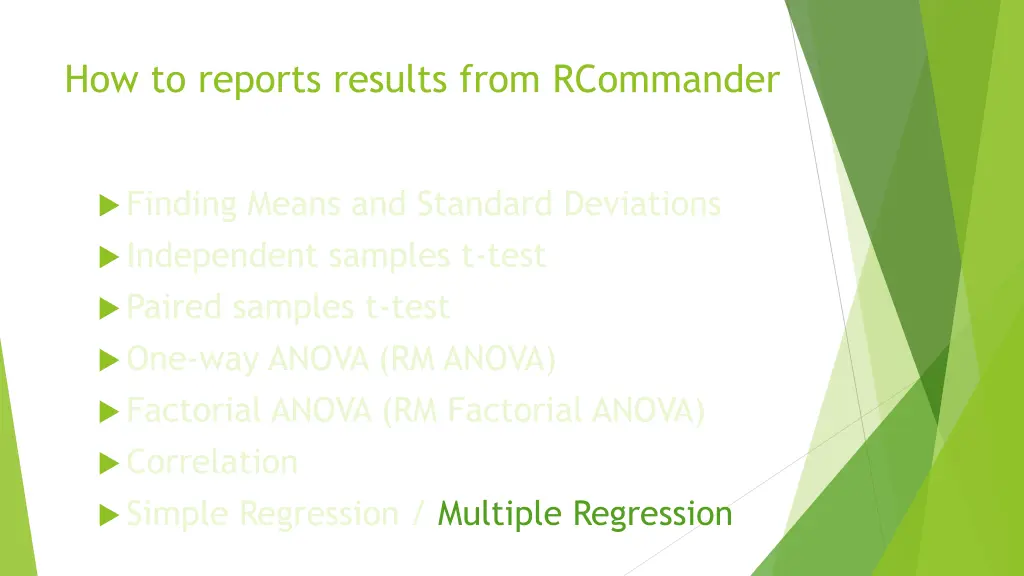 how to reports results from rcommander 10