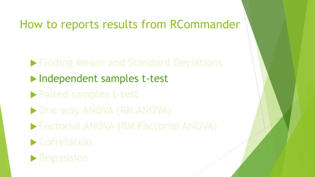 how to reports results from rcommander 2