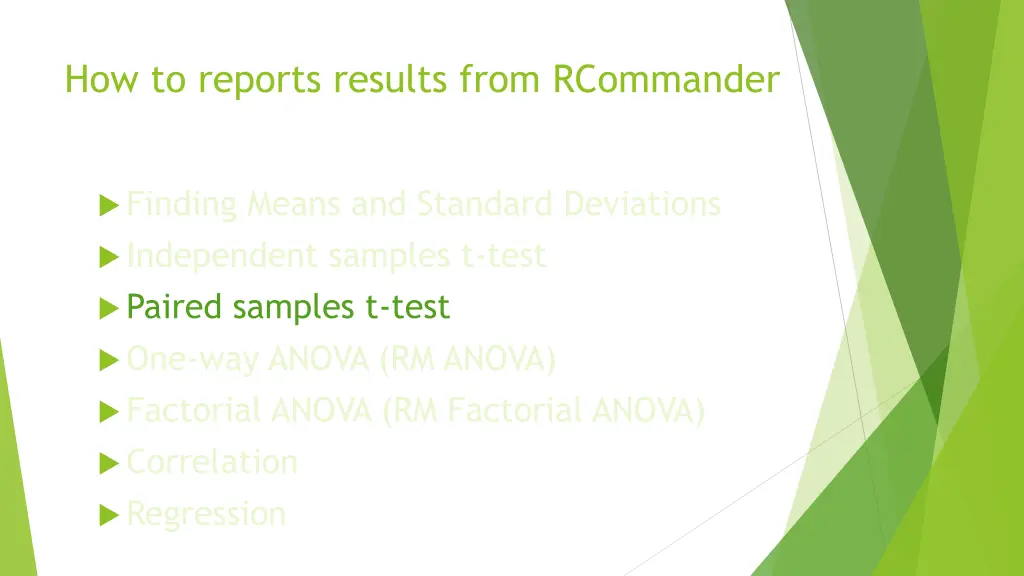 how to reports results from rcommander 3