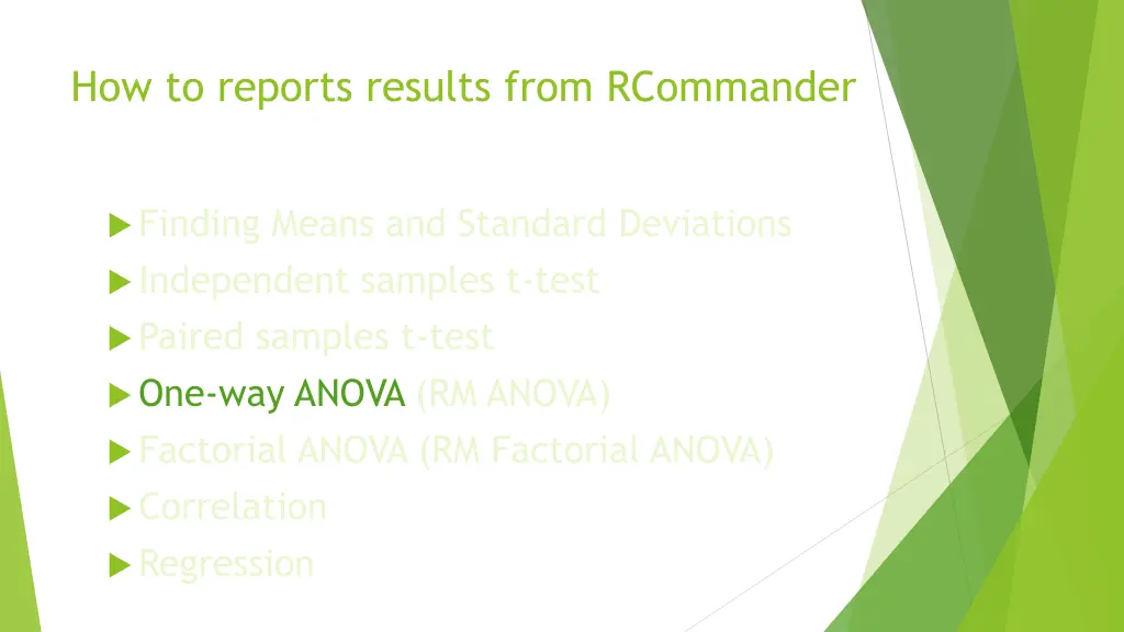 how to reports results from rcommander 4