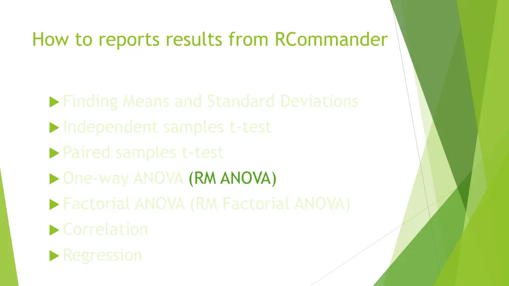how to reports results from rcommander 5