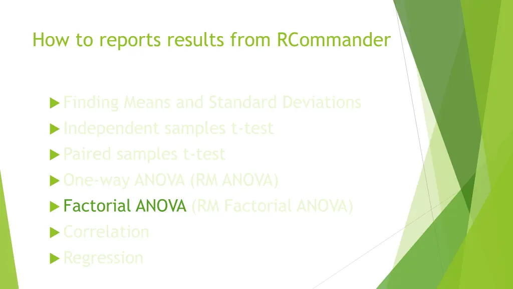 how to reports results from rcommander 6