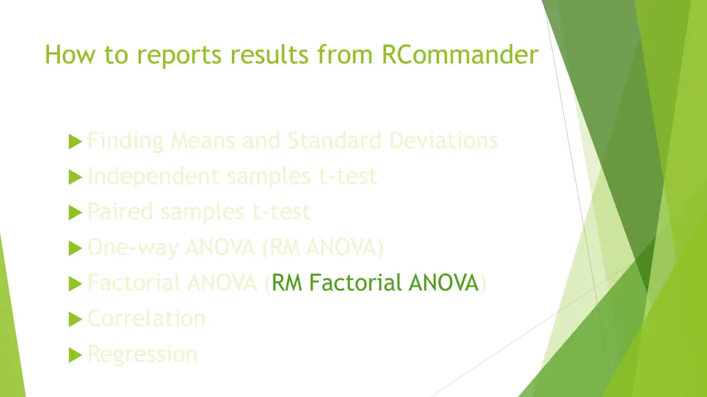how to reports results from rcommander 7