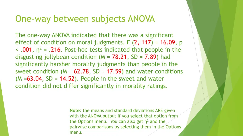 one way between subjects anova