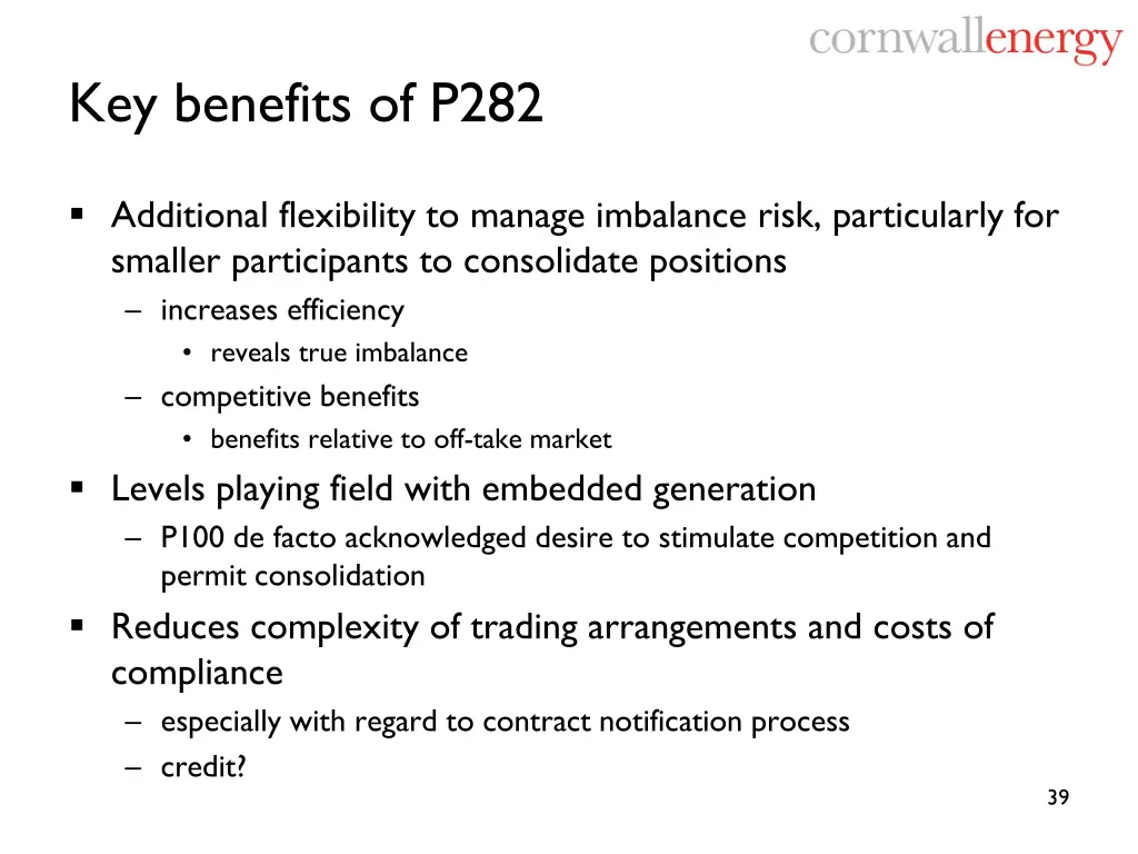 key benefits of p282
