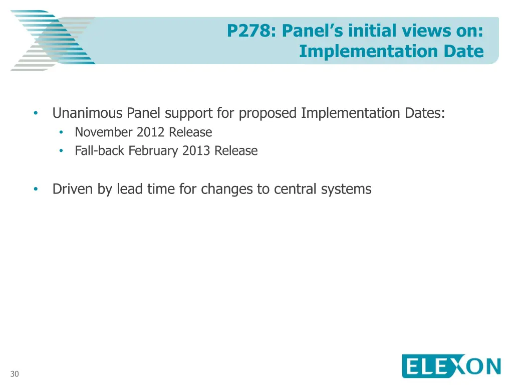 p278 panel s initial views on implementation date