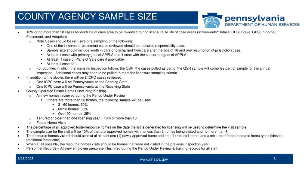 county agency sample size