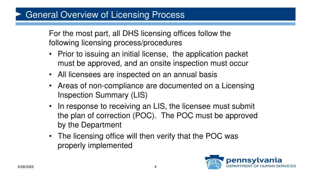 general overview of licensing process