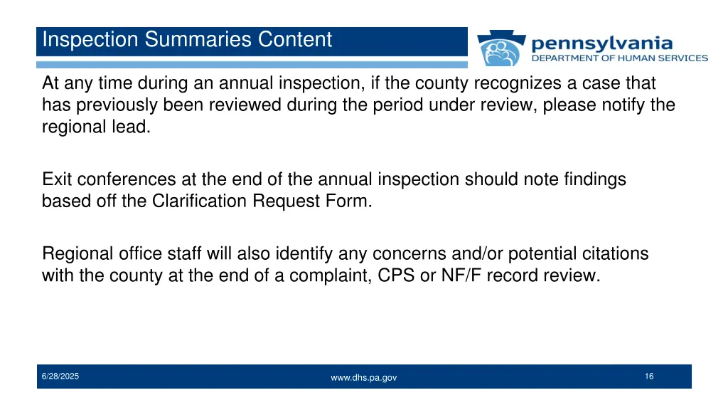 inspection summaries content 2