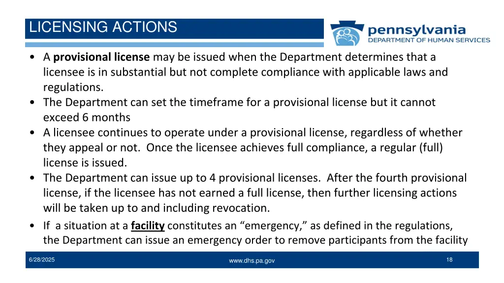 licensing actions