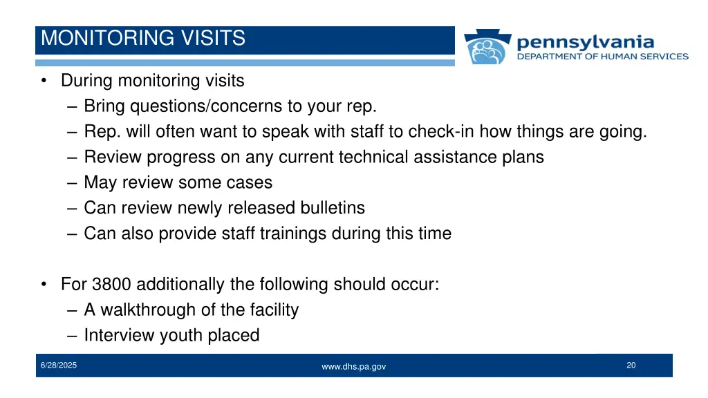 monitoring visits