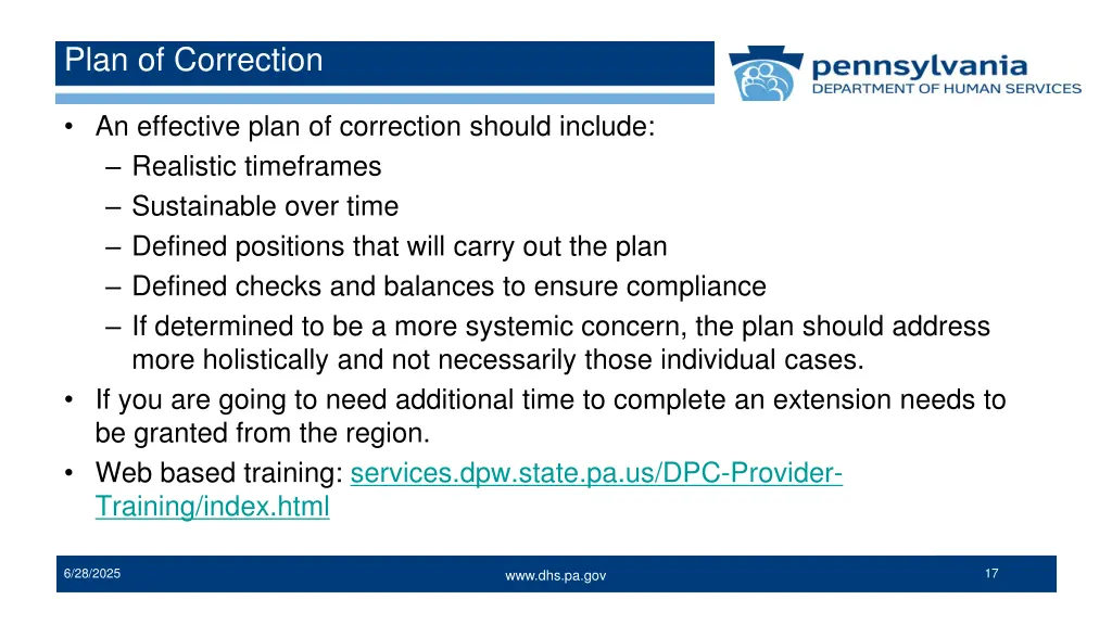 plan of correction