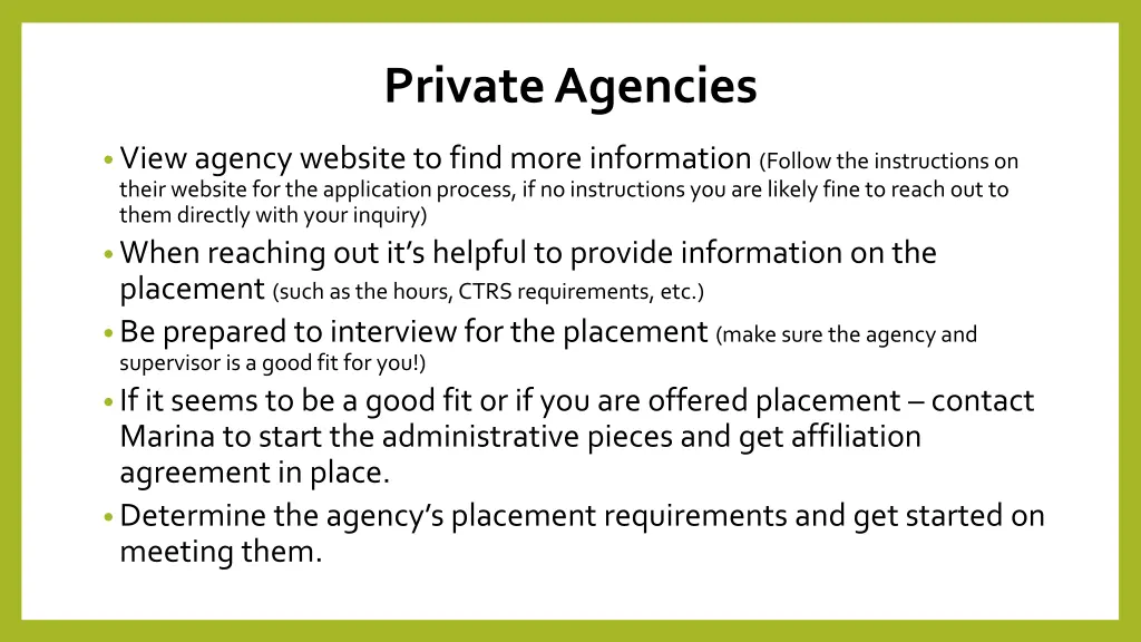 private agencies