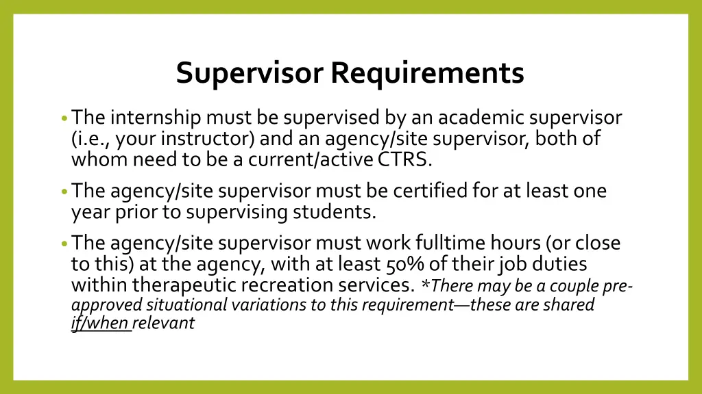 supervisor requirements