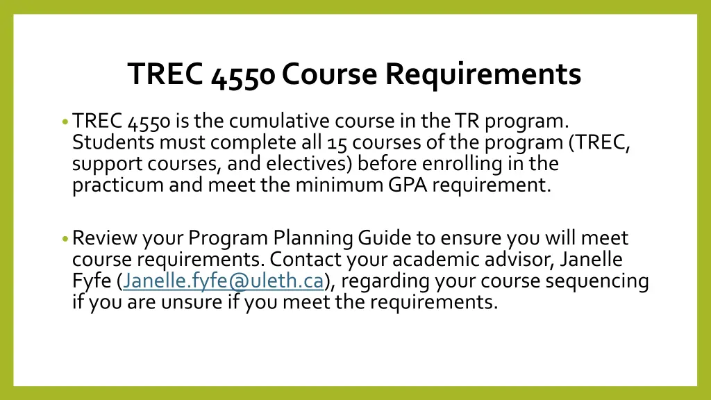trec 4550 course requirements