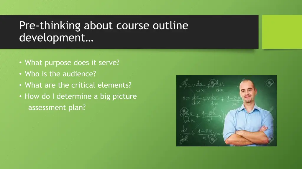 pre thinking about course outline development