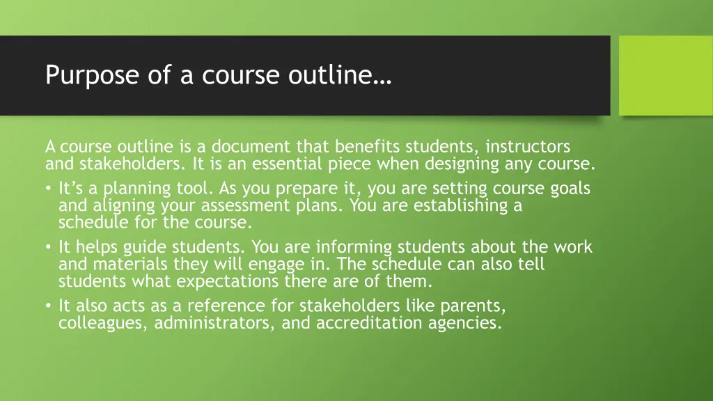 purpose of a course outline