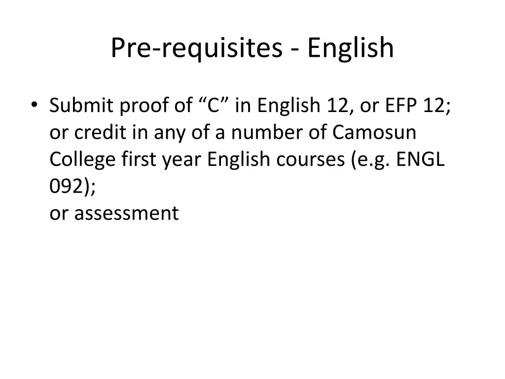 pre requisites english