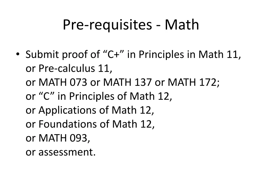 pre requisites math