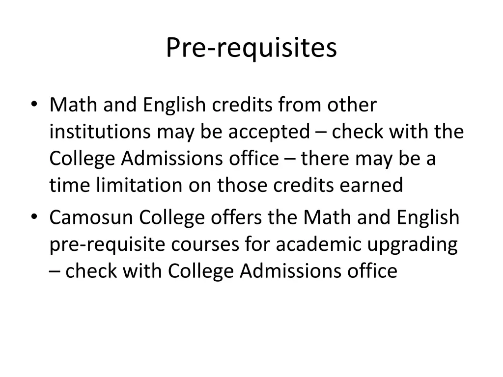 pre requisites