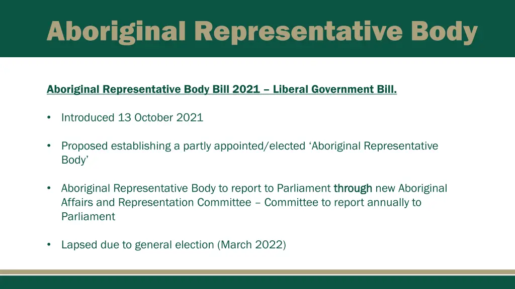 aboriginal representative body