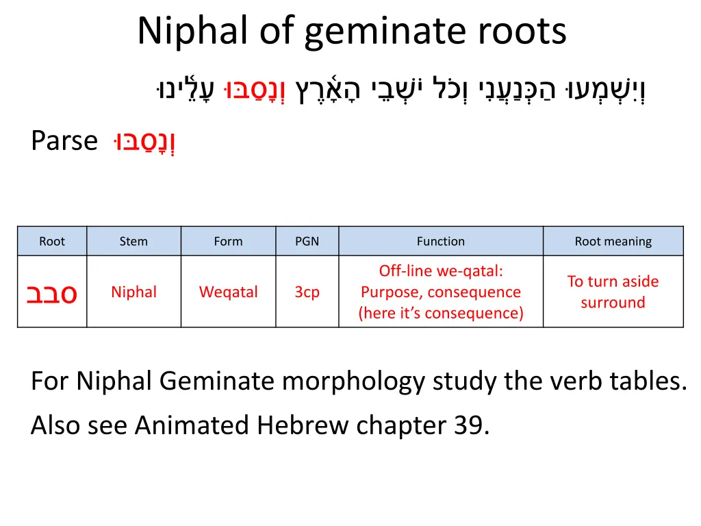 niphal of geminate roots 2