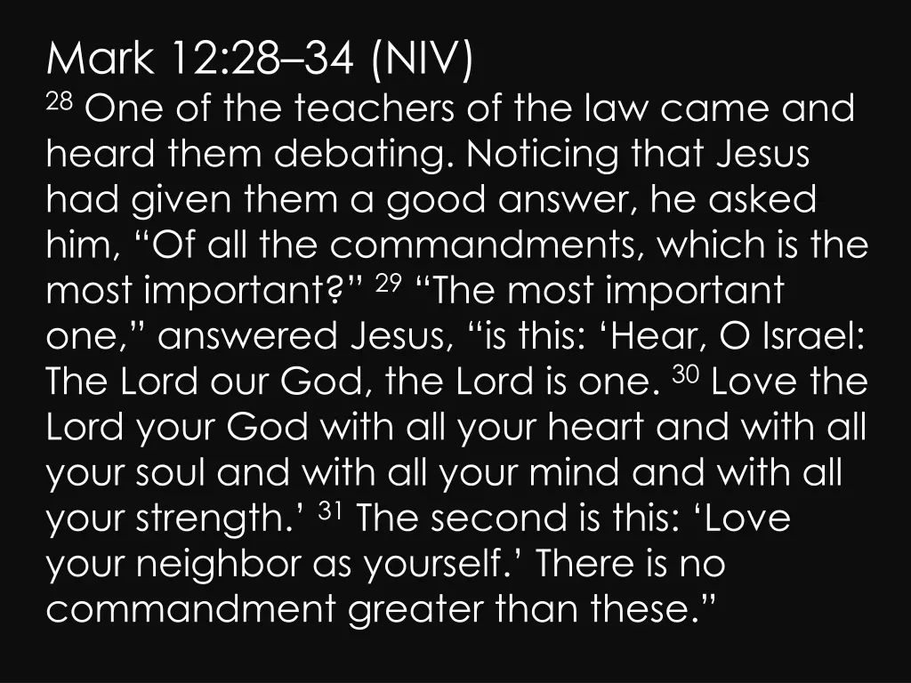 mark 12 28 34 niv 28 one of the teachers 1