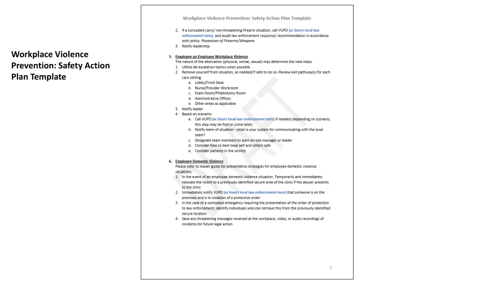 workplace violence prevention safety action plan 2