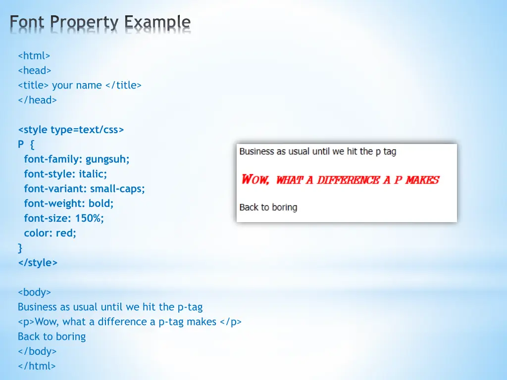 font property example