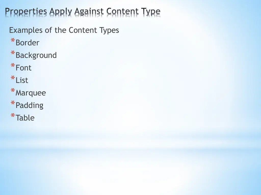 properties apply against content type