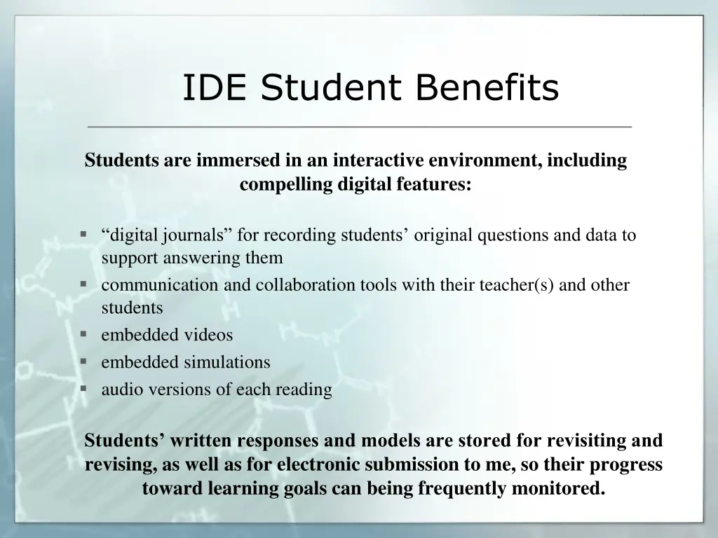 ide student benefits