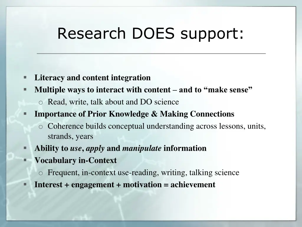 research does support
